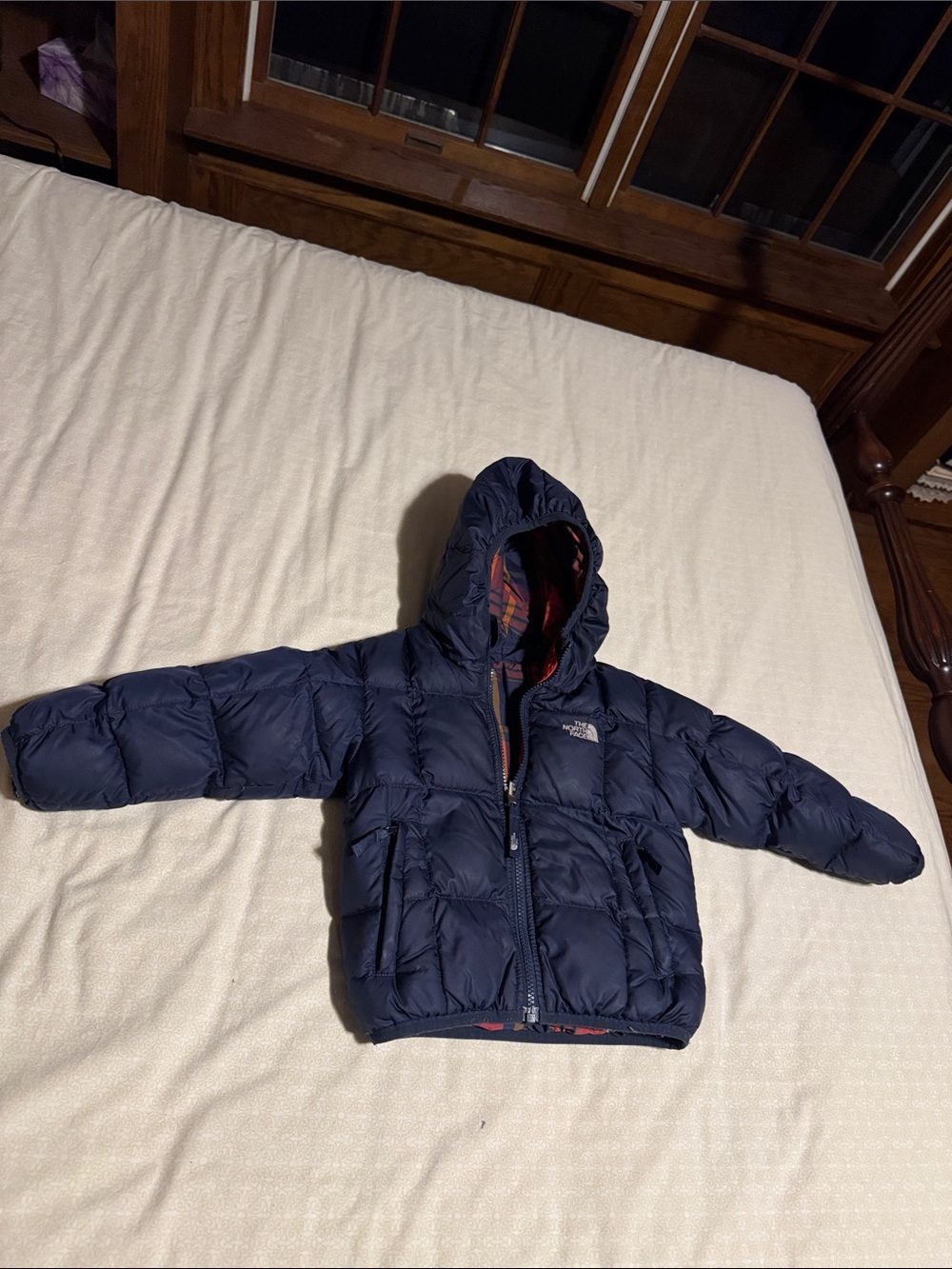 The North Face Navy Hooded Kids Puffer Jacket